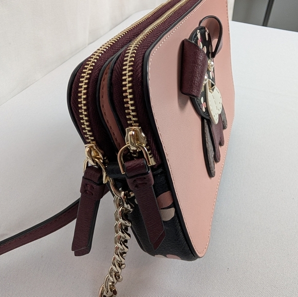 Kate Spade Floral Bulldog Pup Cherrywood Zip Crossbody Novelty Retired NWOT - Picture 4 of 13